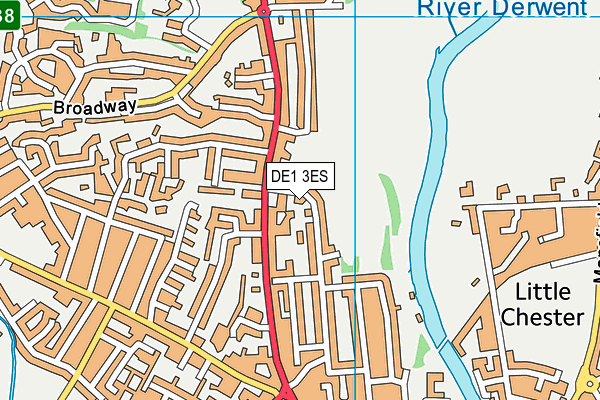 DE1 3ES map - OS VectorMap District (Ordnance Survey)
