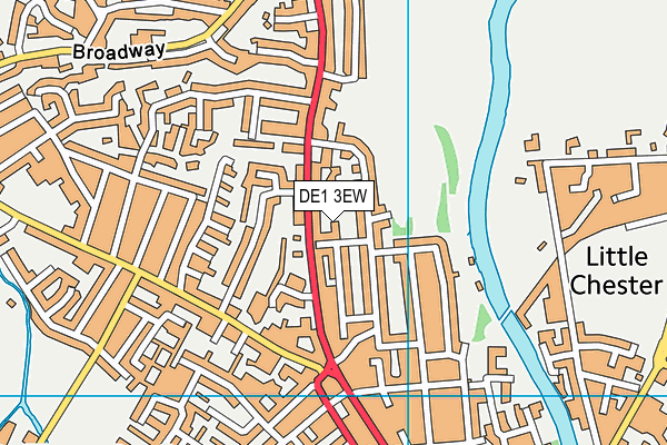 DE1 3EW map - OS VectorMap District (Ordnance Survey)