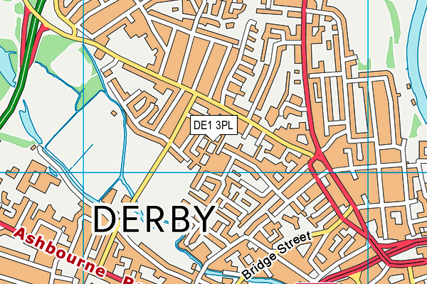 DE1 3PL map - OS VectorMap District (Ordnance Survey)