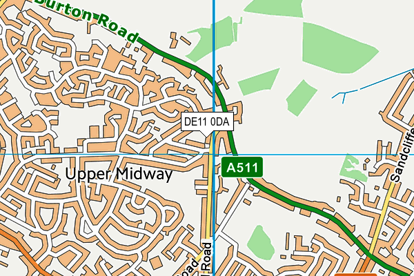 DE11 0DA map - OS VectorMap District (Ordnance Survey)