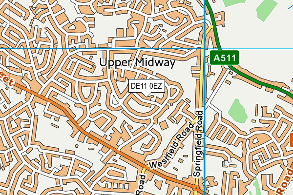 DE11 0EZ map - OS VectorMap District (Ordnance Survey)