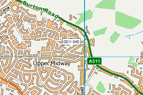 DE11 0HD map - OS VectorMap District (Ordnance Survey)