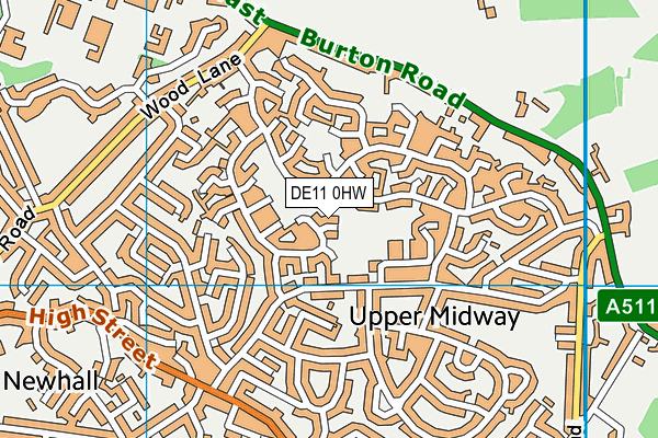 DE11 0HW map - OS VectorMap District (Ordnance Survey)