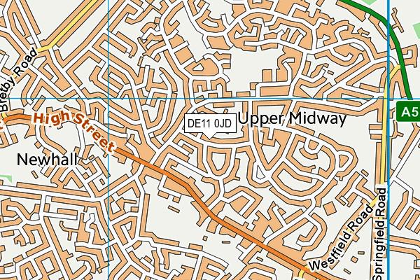 DE11 0JD map - OS VectorMap District (Ordnance Survey)