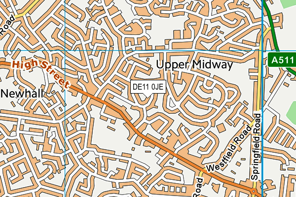 DE11 0JE map - OS VectorMap District (Ordnance Survey)