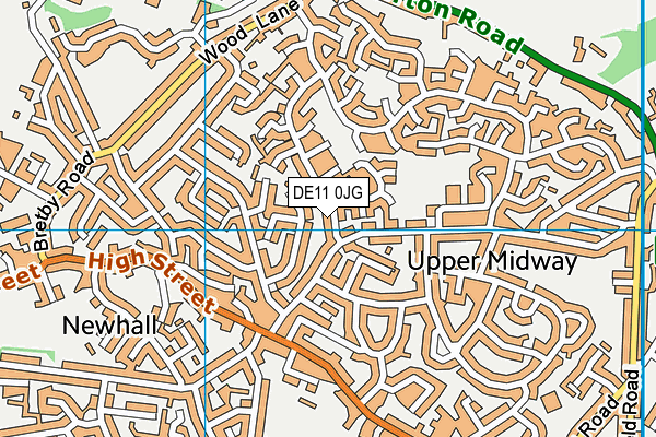DE11 0JG map - OS VectorMap District (Ordnance Survey)