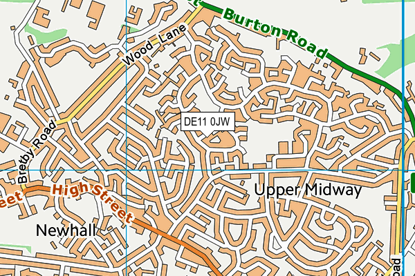 DE11 0JW map - OS VectorMap District (Ordnance Survey)