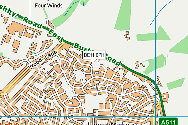 DE11 0PH map - OS VectorMap District (Ordnance Survey)