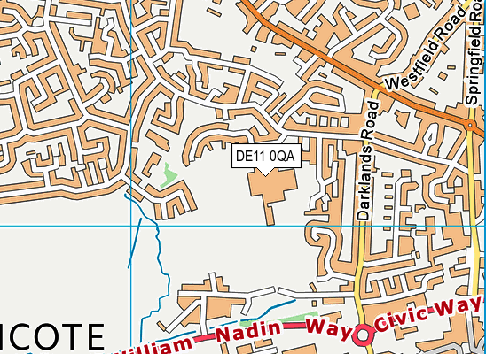 DE11 0QA map - OS VectorMap District (Ordnance Survey)