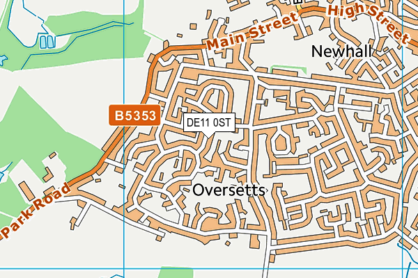 DE11 0ST map - OS VectorMap District (Ordnance Survey)
