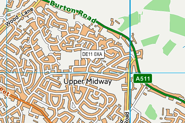 DE11 0XA map - OS VectorMap District (Ordnance Survey)