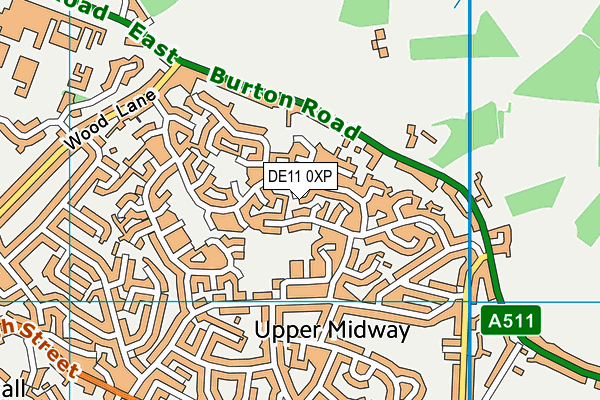 DE11 0XP map - OS VectorMap District (Ordnance Survey)