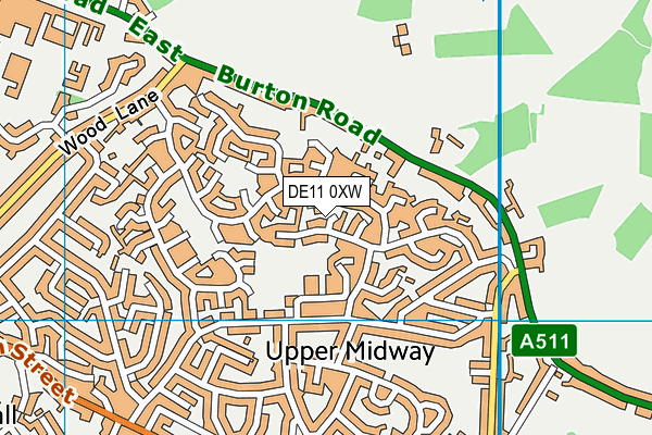 DE11 0XW map - OS VectorMap District (Ordnance Survey)