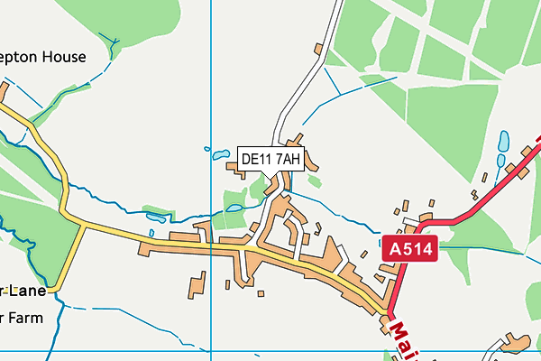 DE11 7AH map - OS VectorMap District (Ordnance Survey)