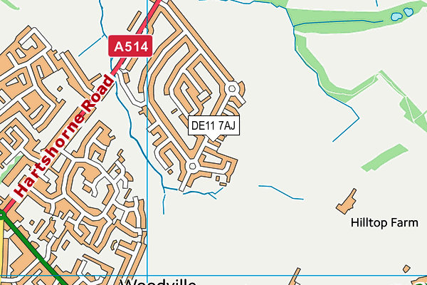 DE11 7AJ map - OS VectorMap District (Ordnance Survey)