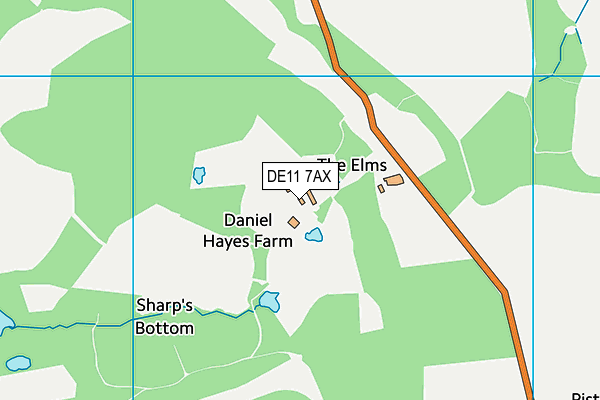 DE11 7AX map - OS VectorMap District (Ordnance Survey)