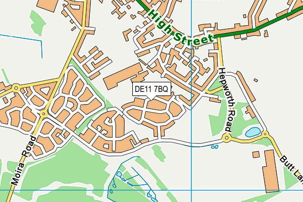 DE11 7BQ map - OS VectorMap District (Ordnance Survey)