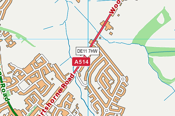 DE11 7HW map - OS VectorMap District (Ordnance Survey)