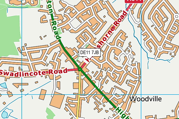 DE11 7JB map - OS VectorMap District (Ordnance Survey)