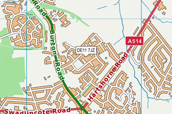 DE11 7JZ map - OS VectorMap District (Ordnance Survey)