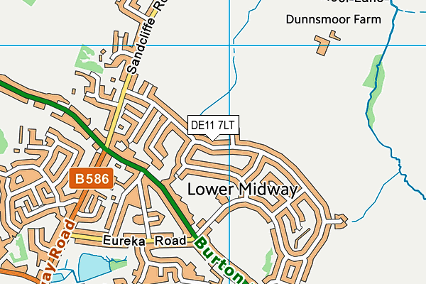 DE11 7LT map - OS VectorMap District (Ordnance Survey)