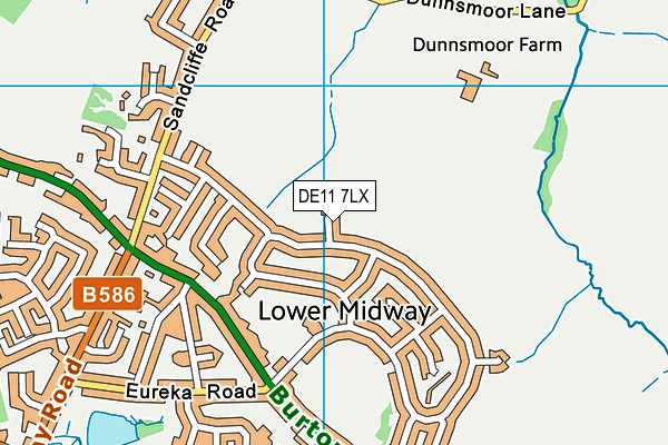 DE11 7LX map - OS VectorMap District (Ordnance Survey)