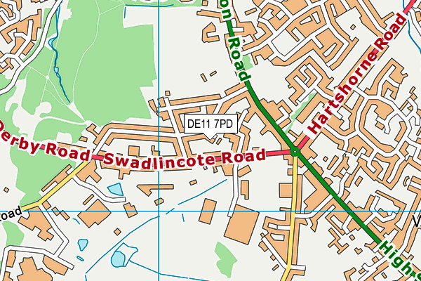 DE11 7PD map - OS VectorMap District (Ordnance Survey)