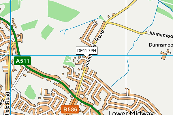 DE11 7PH map - OS VectorMap District (Ordnance Survey)
