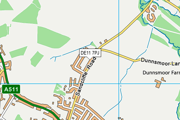 DE11 7PJ map - OS VectorMap District (Ordnance Survey)