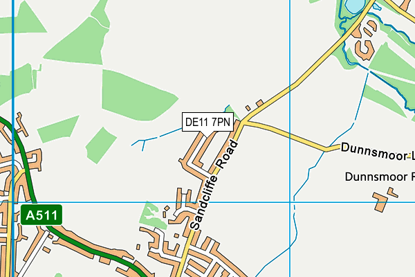 DE11 7PN map - OS VectorMap District (Ordnance Survey)