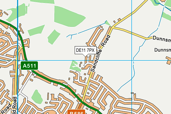 DE11 7PX map - OS VectorMap District (Ordnance Survey)