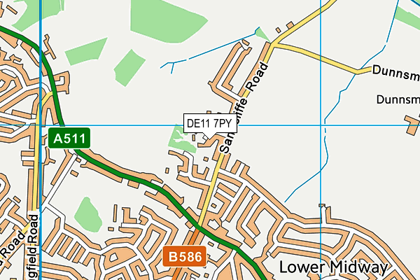 DE11 7PY map - OS VectorMap District (Ordnance Survey)