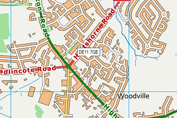 DE11 7QE map - OS VectorMap District (Ordnance Survey)