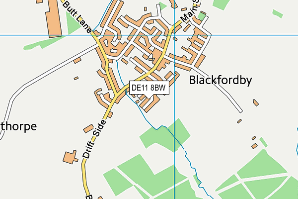 DE11 8BW map - OS VectorMap District (Ordnance Survey)