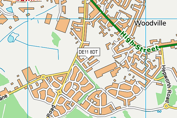 DE11 8DT map - OS VectorMap District (Ordnance Survey)