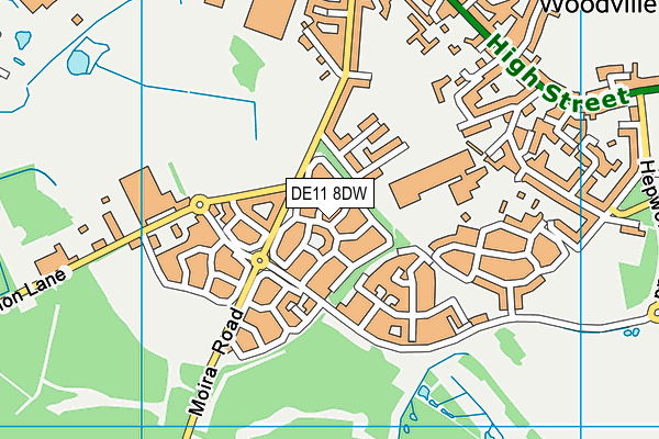 DE11 8DW map - OS VectorMap District (Ordnance Survey)