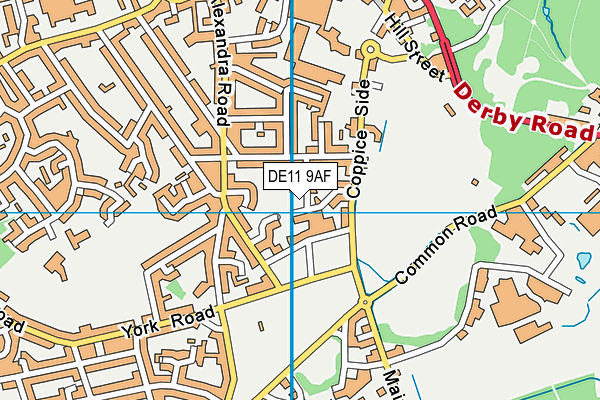 DE11 9AF map - OS VectorMap District (Ordnance Survey)