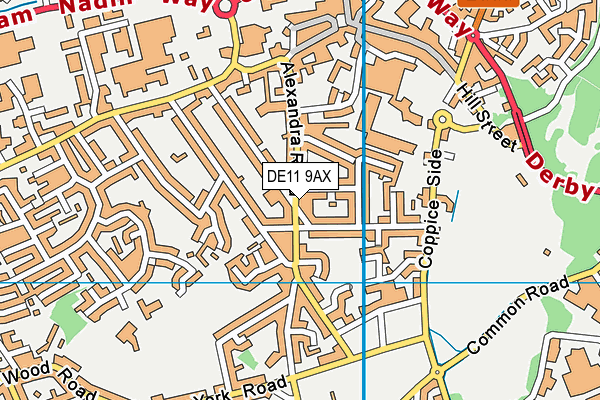 DE11 9AX map - OS VectorMap District (Ordnance Survey)