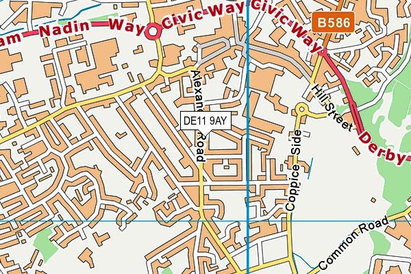 DE11 9AY map - OS VectorMap District (Ordnance Survey)