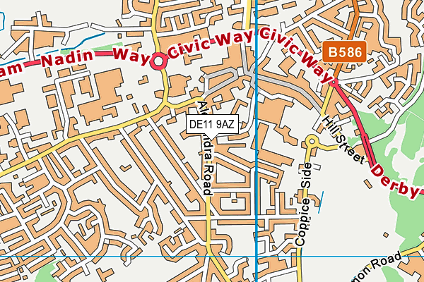 DE11 9AZ map - OS VectorMap District (Ordnance Survey)