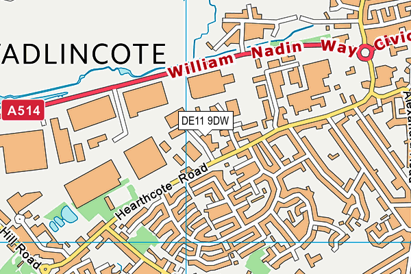 DE11 9DW map - OS VectorMap District (Ordnance Survey)