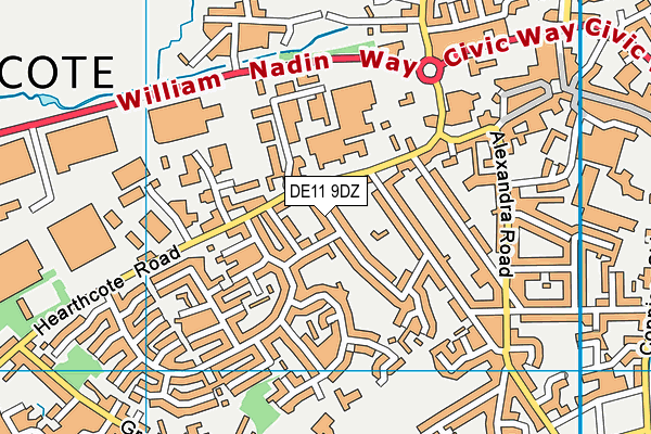 DE11 9DZ map - OS VectorMap District (Ordnance Survey)