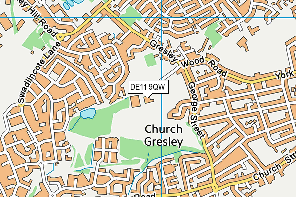Gresley Old Hall map (DE11 9QW) - OS VectorMap District (Ordnance Survey)