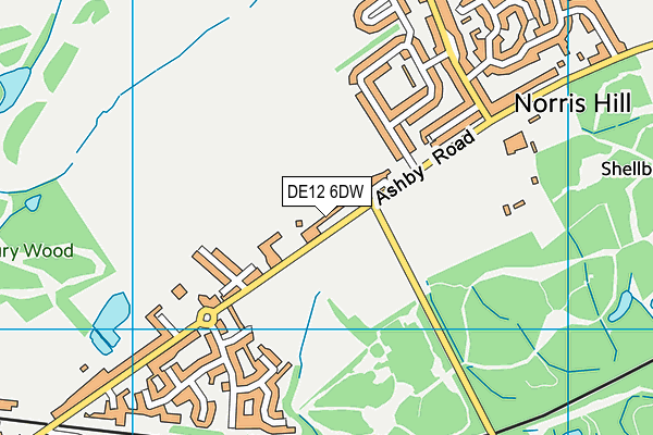 DE12 6DW map - OS VectorMap District (Ordnance Survey)