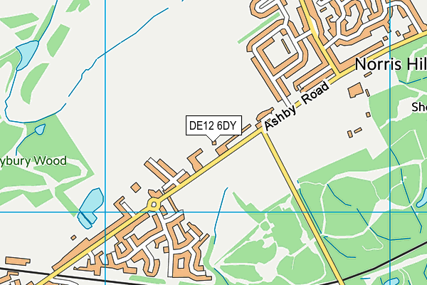 DE12 6DY map - OS VectorMap District (Ordnance Survey)