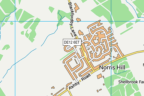 DE12 6ET map - OS VectorMap District (Ordnance Survey)