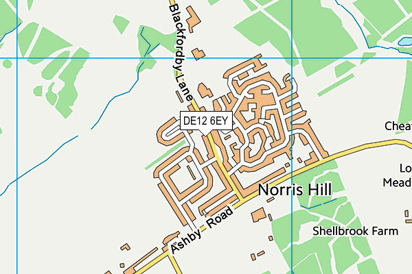 DE12 6EY map - OS VectorMap District (Ordnance Survey)