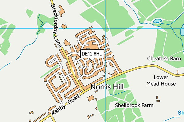 DE12 6HL map - OS VectorMap District (Ordnance Survey)