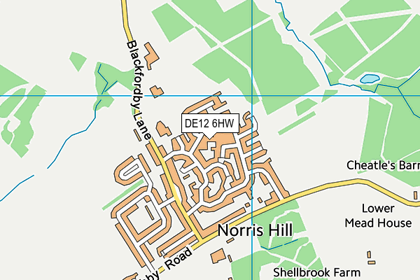 DE12 6HW map - OS VectorMap District (Ordnance Survey)