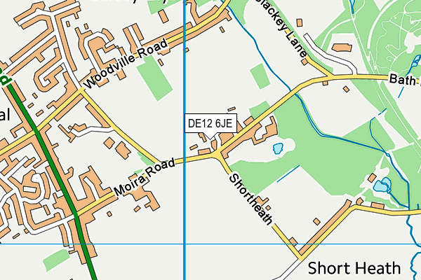 DE12 6JE map - OS VectorMap District (Ordnance Survey)